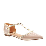 Halogen 'Olson' Pointy Toe Studded T-Strap Flat (Women)(Nordstrom Exclusive)